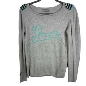 Zadig & Voltaire Love Graphic Gray Sweater size Small 100% Cotton